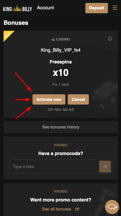king billy bonus codes